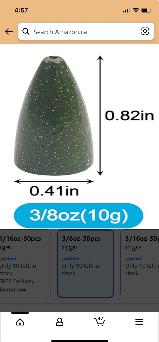 Bullet Fishing Weights Sinkers 3/8oz-28pcs - photo 2