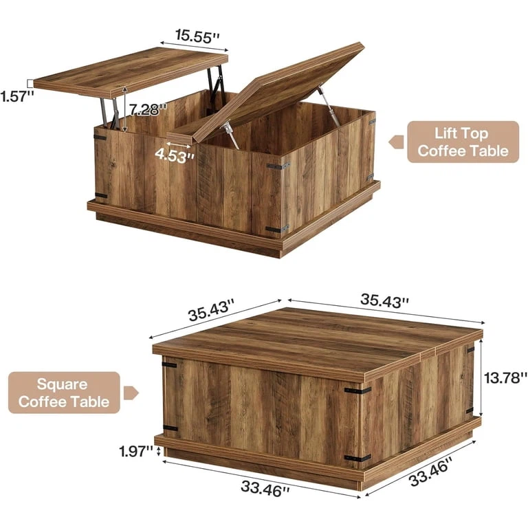 Lift-Top Coffee Table with Storage - photo 2
