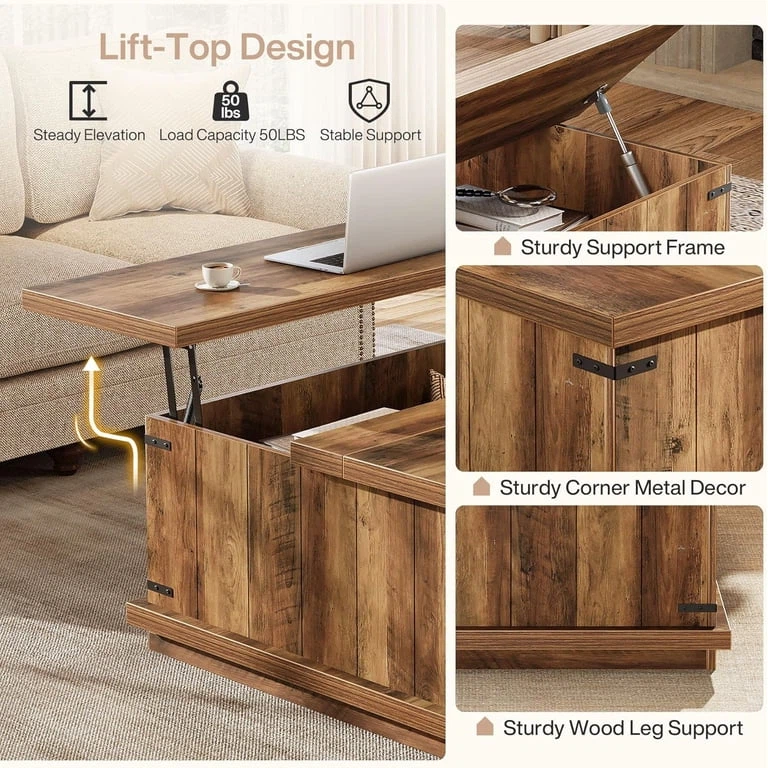 Lift-Top Coffee Table with Storage - photo 3