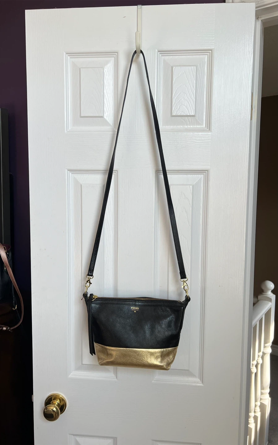 Fossil Black and Gold Crossbody Bag