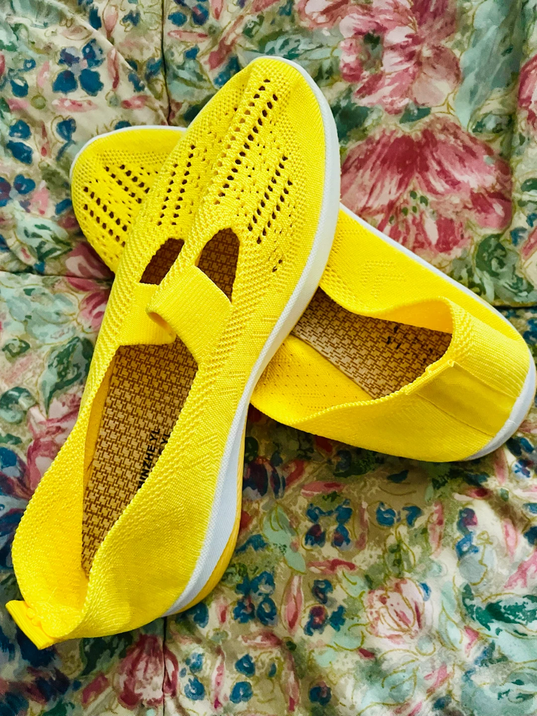 Yellow Slip-On Knit Shoes