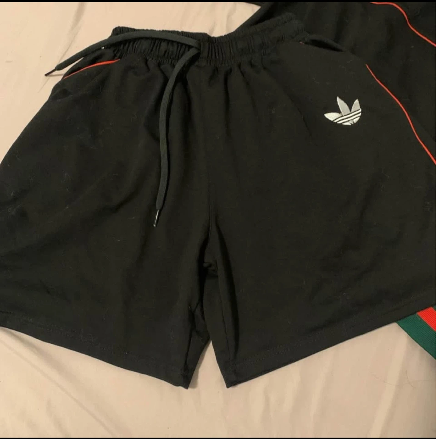 Adidas Black Tracksuit Set with Green and Red Trim - photo 2