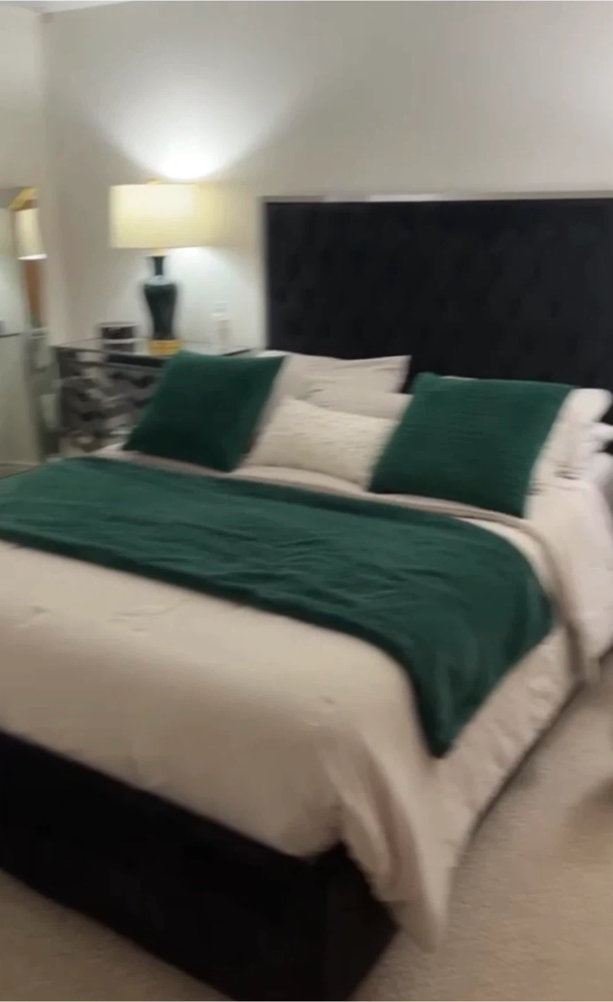 Black Velvet Tufted Headboard