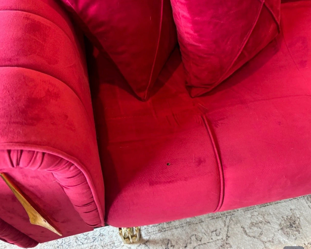 Pink Velvet Sofa with Gold Accents - photo 3