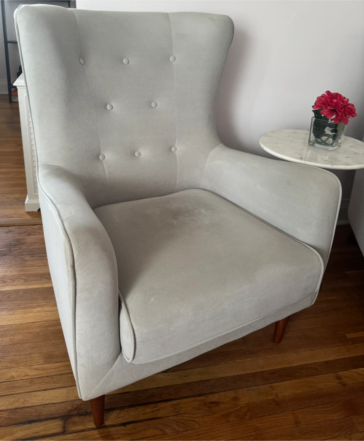 Light Grey Velvet Accent Chairs - Set of 2
