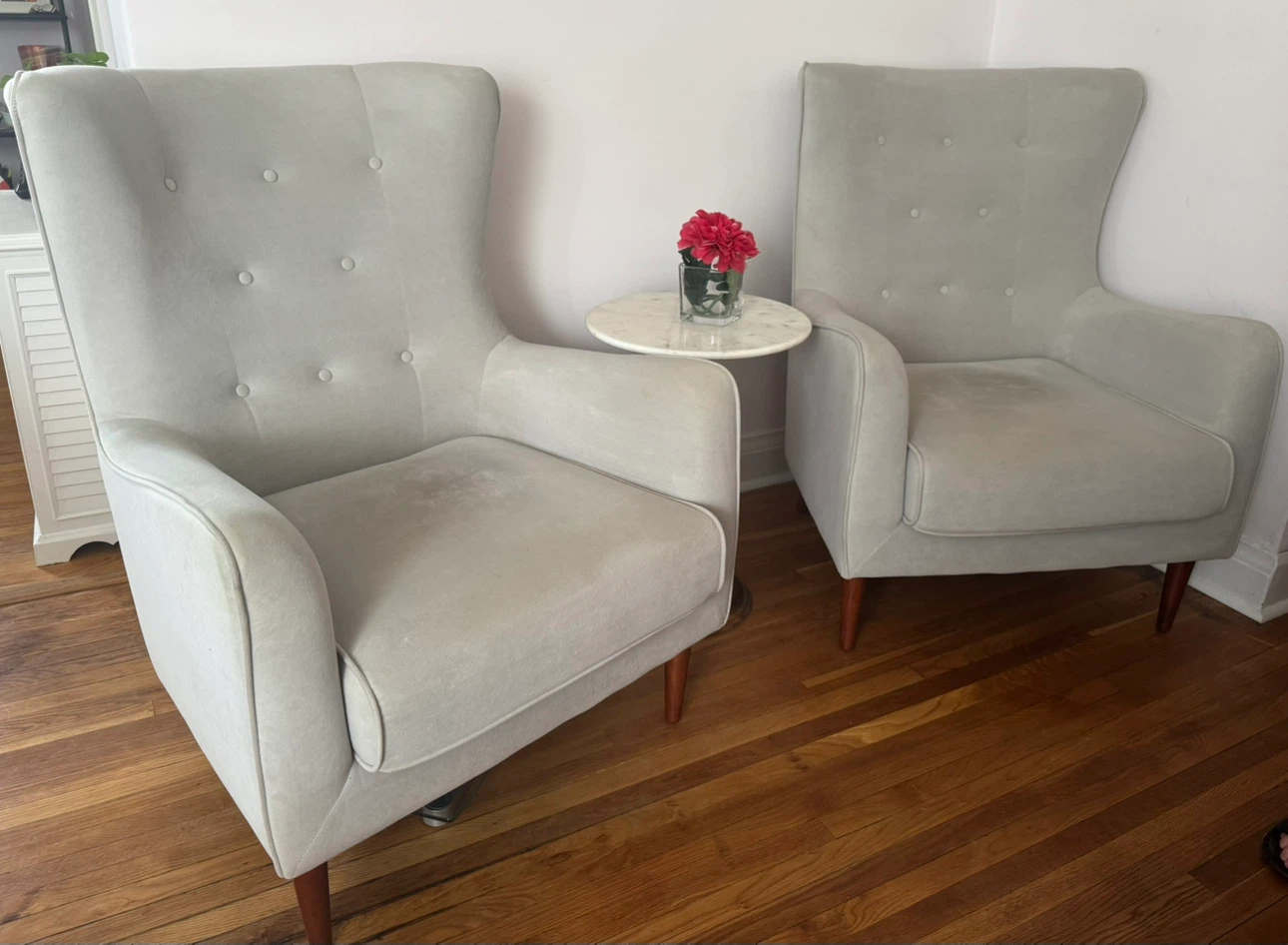 Light Grey Velvet Accent Chairs - Set of 2 - photo 2
