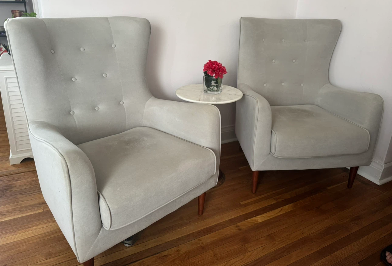 Light Grey Velvet Accent Chairs - Set of 2 - photo 3