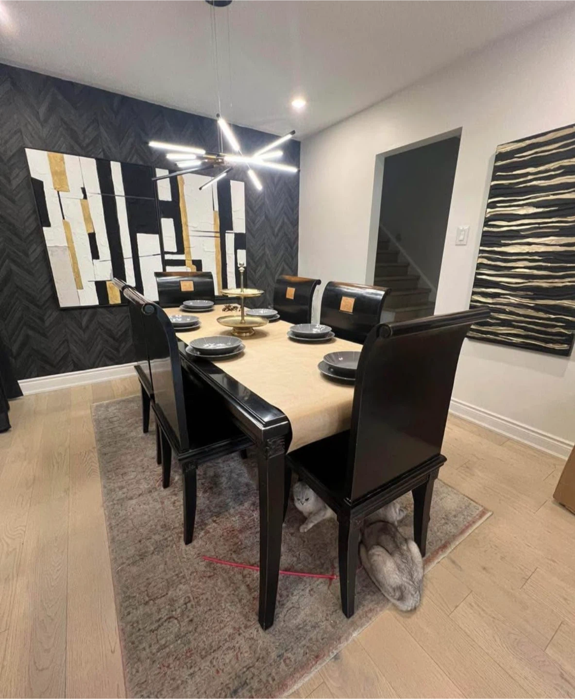 Black Dining Table Set with 6 Chairs - photo 3
