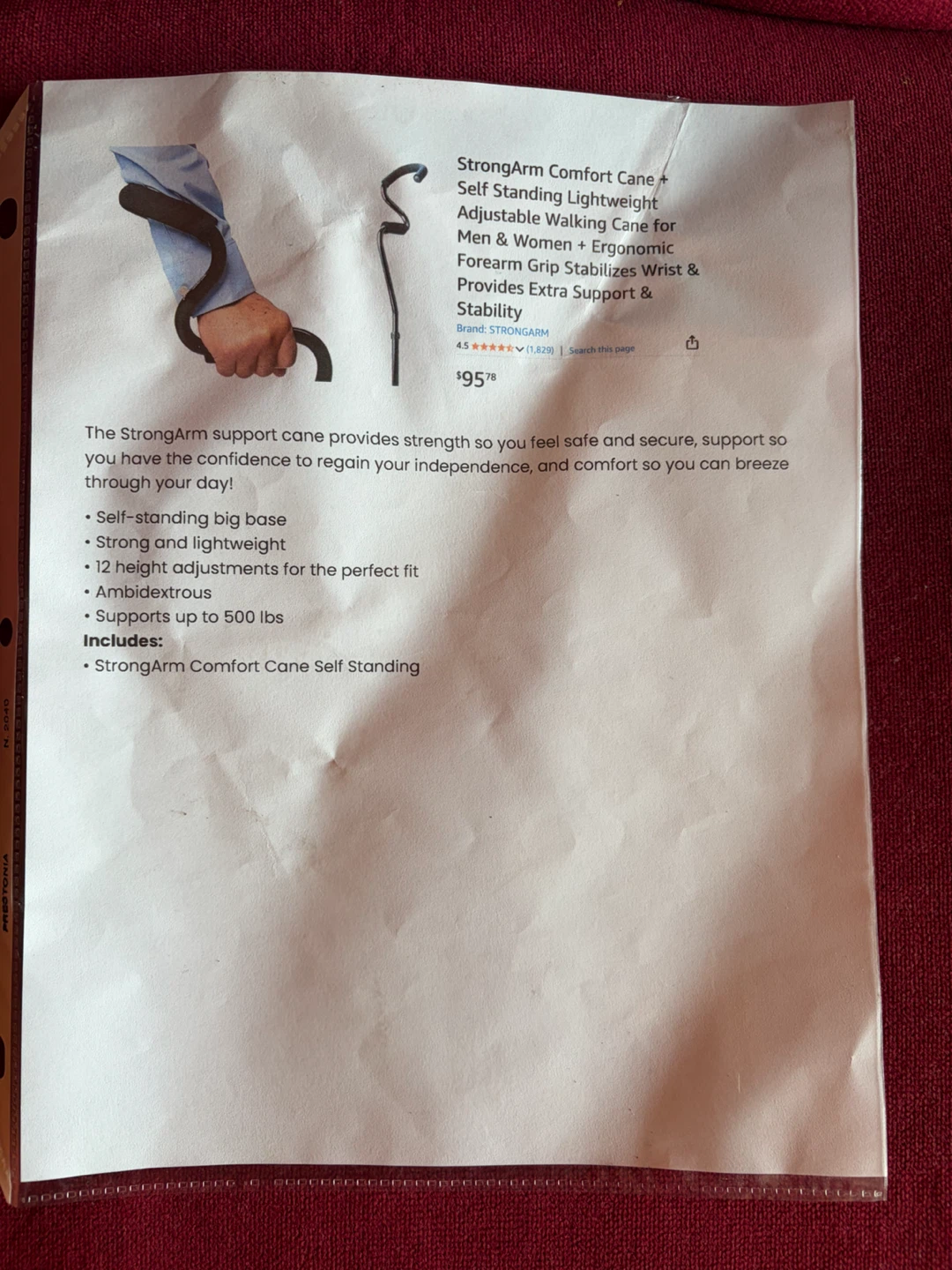 StrongArm Comfort Cane Adjustable Walking Cane - photo 4