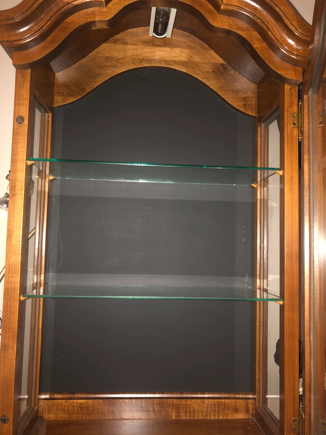 Wooden Curio Cabinet with Light & Glass Doors/Shelves - photo 2