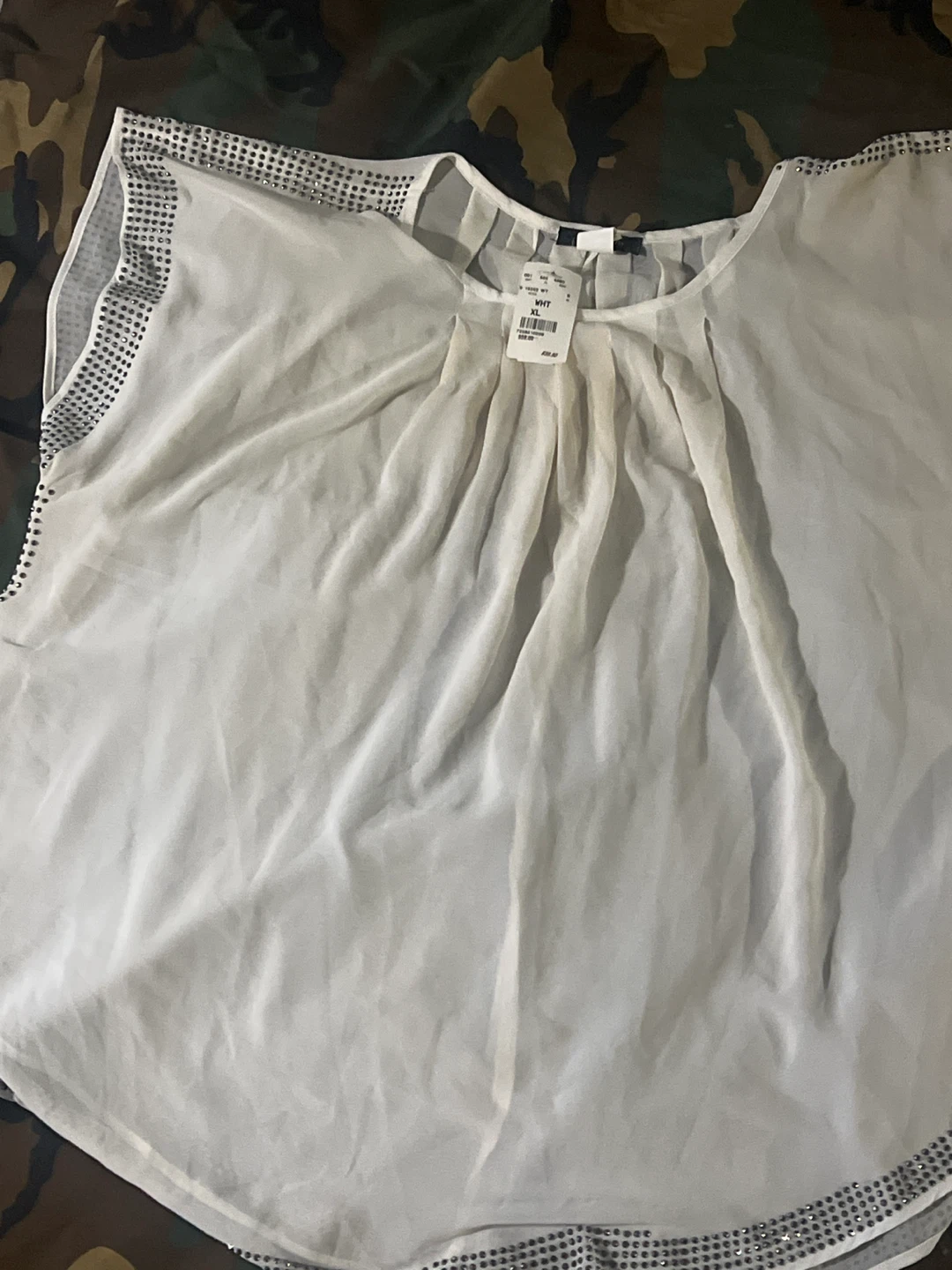White embellished sheer blouse - XL