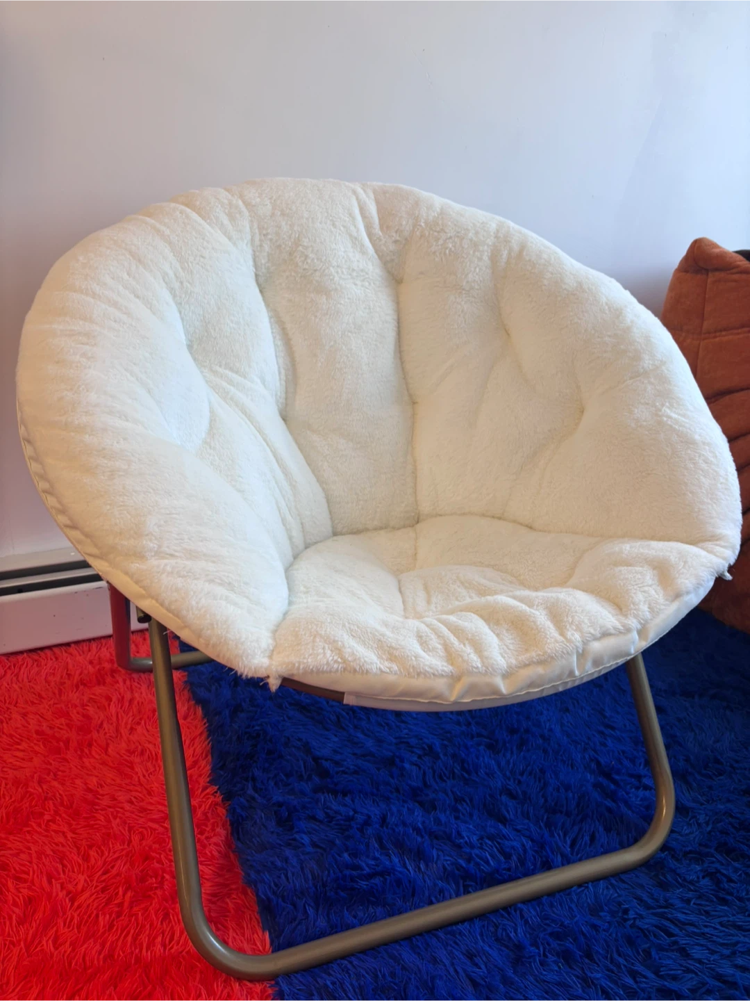 Fuzzy White Saucer Chair