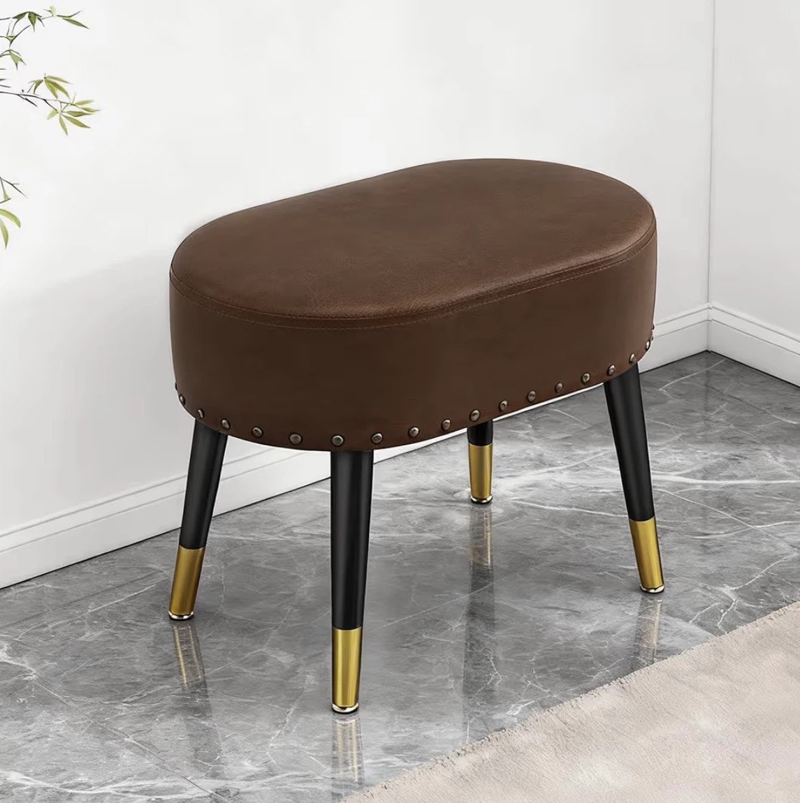 Brown Faux Leather Ottoman Stool (new in box)