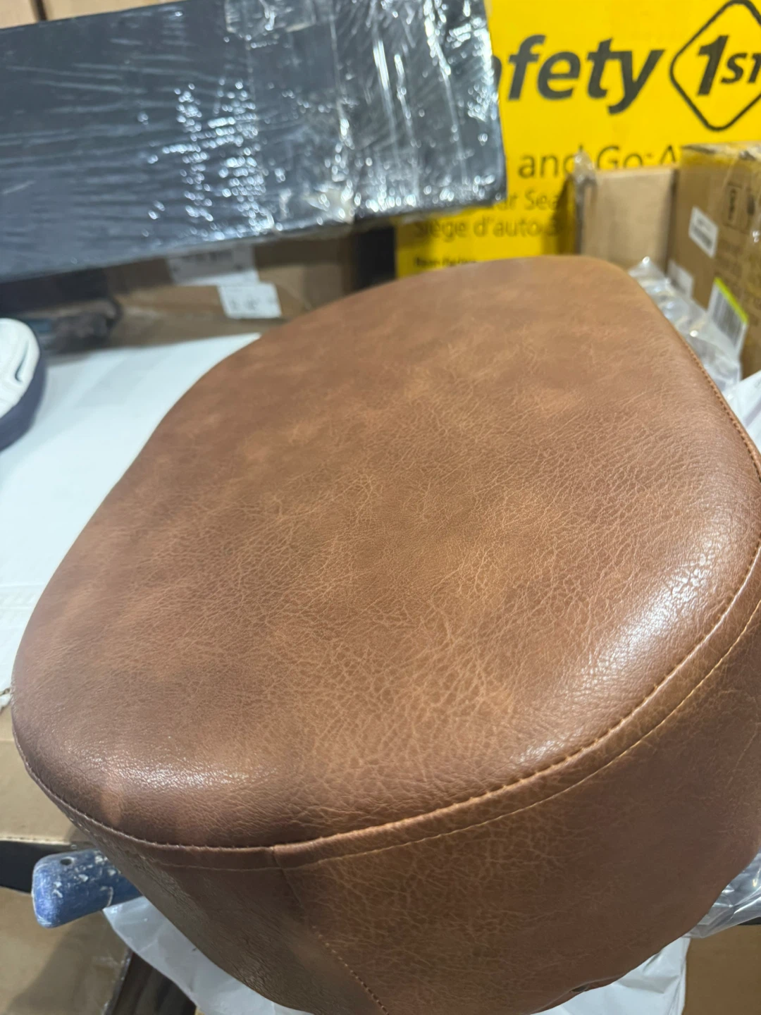 Brown Faux Leather Ottoman Stool (new in box) - photo 4