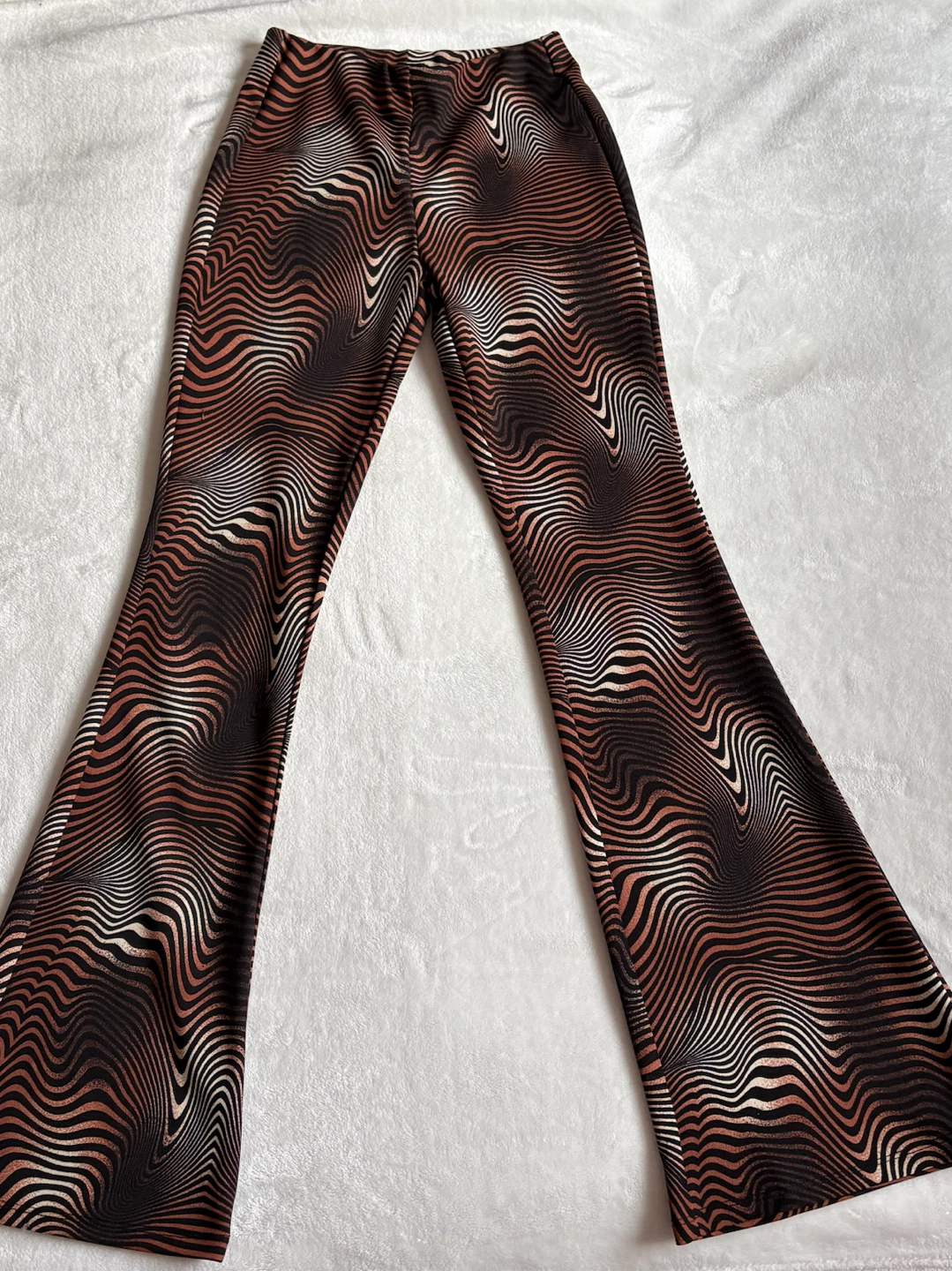 Brown 70s pattern flare Pants