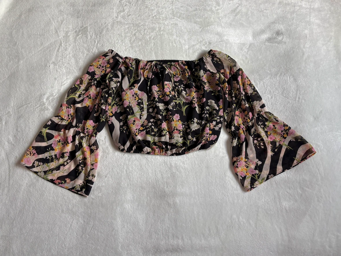 Off-the-shoulder floral print crop top - photo 2
