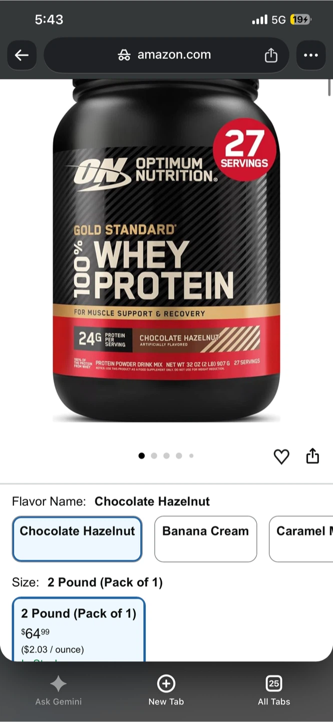 Optimum Nutrition Gold 100% Whey Protein Powder