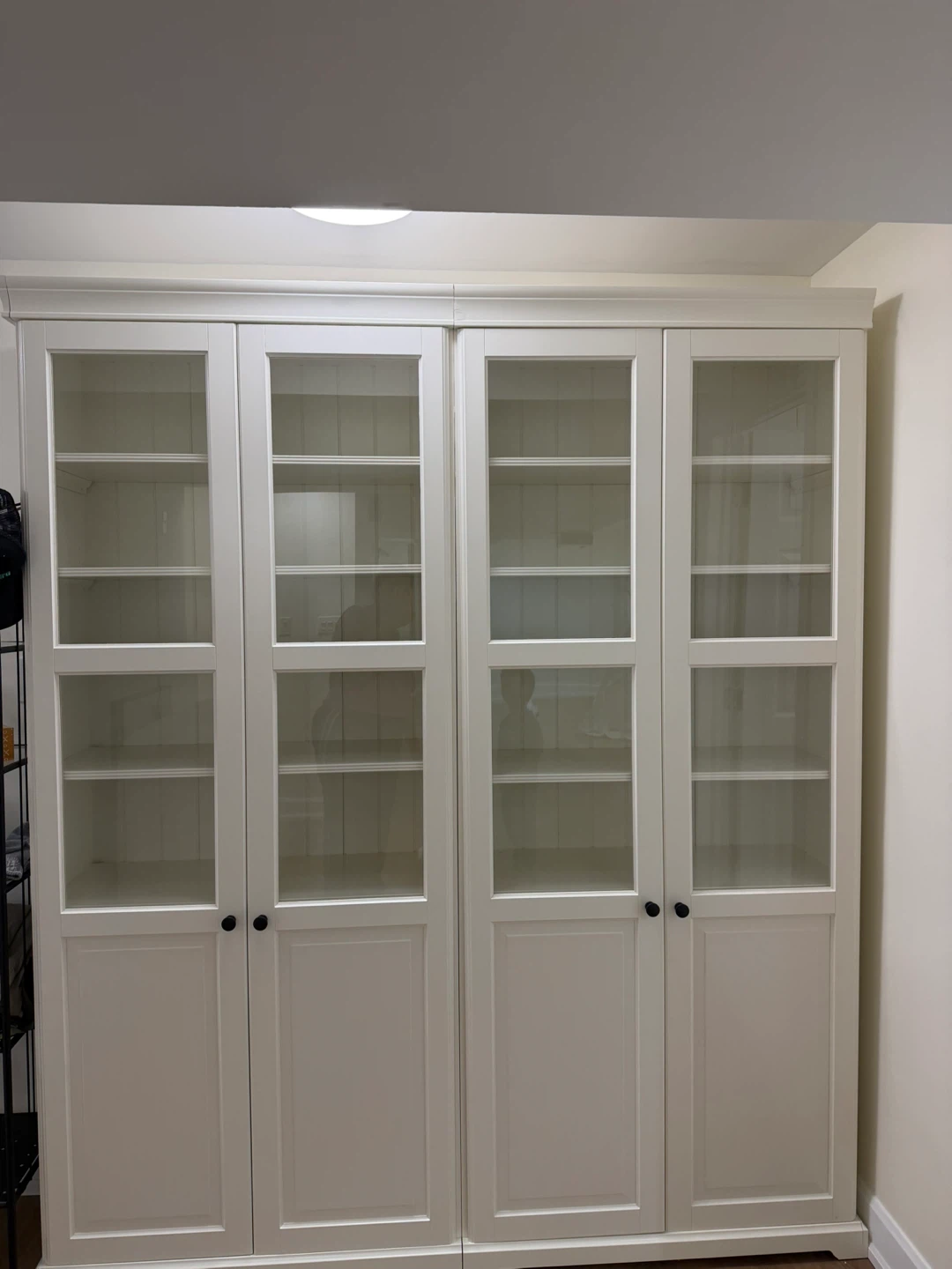 White IKEA Billy Bookcase with Glass Doors