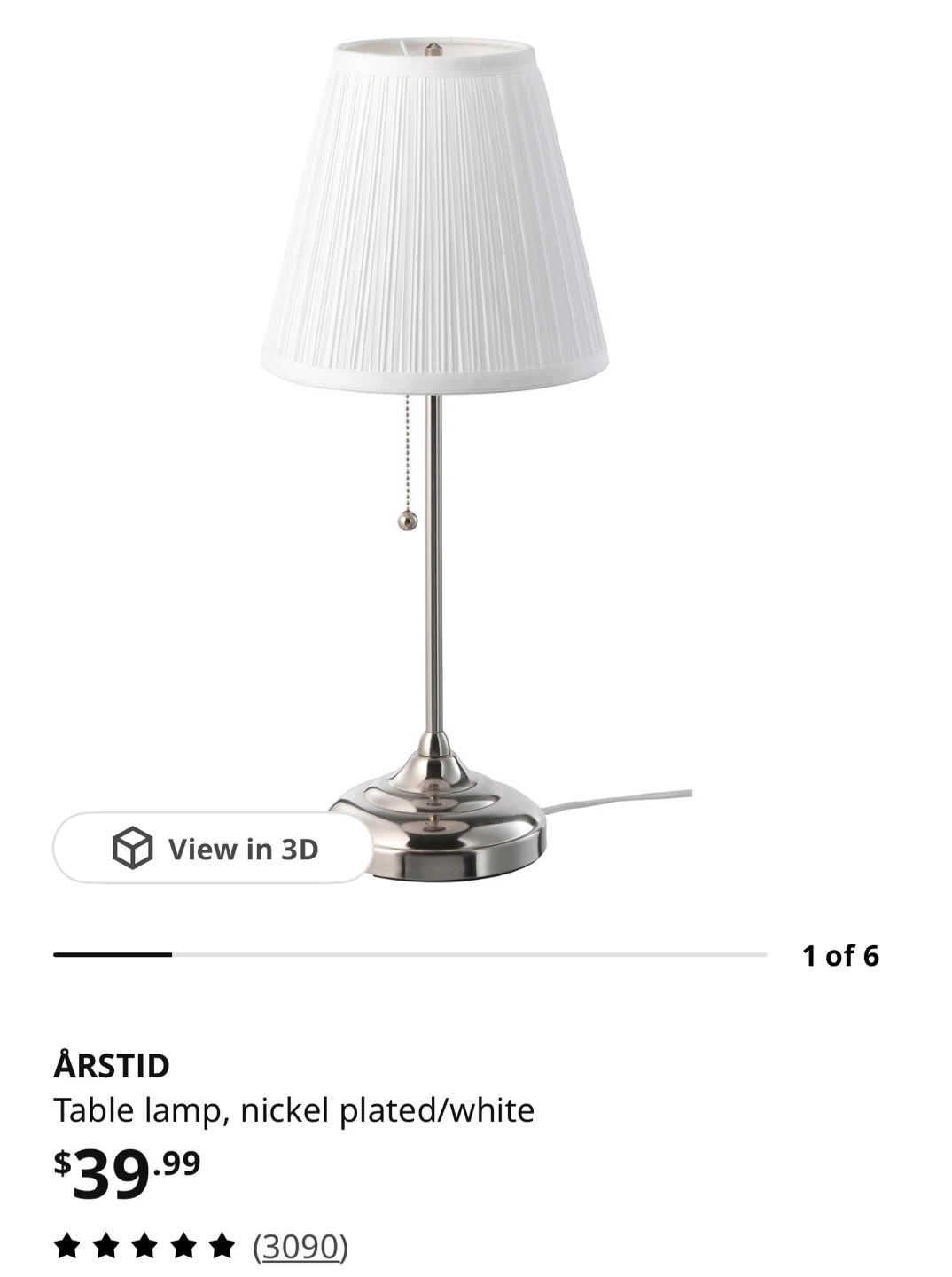 IKEA ÅRSTID Table Lamp - Nickel Plated/White - photo 2