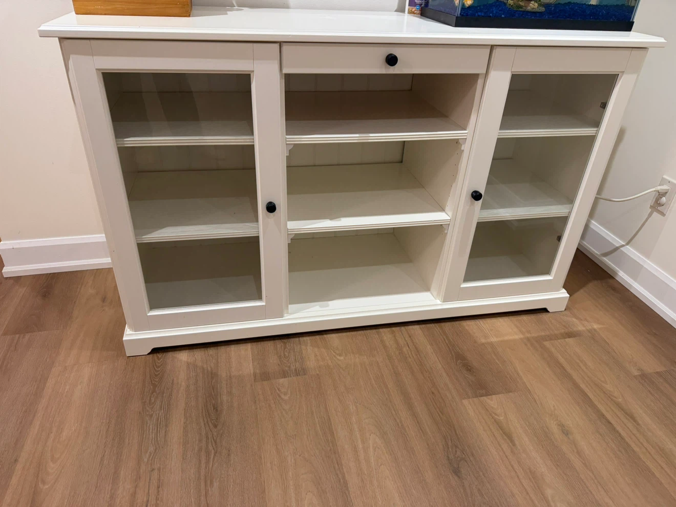 White Display Cabinet with Glass Doors