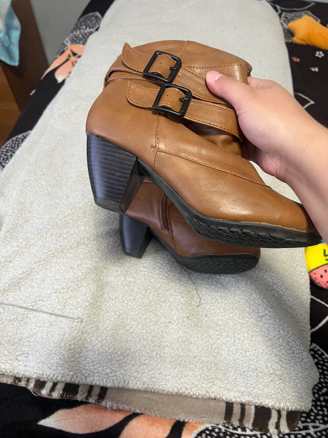Brown Faux Leather Buckle Boots - photo 2