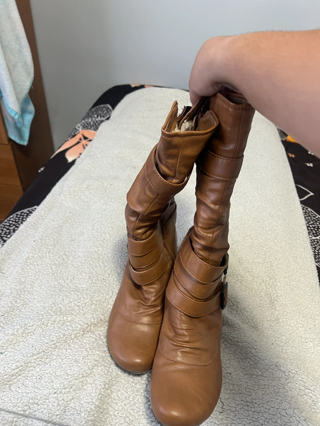 Brown Faux Leather Buckle Boots - photo 3