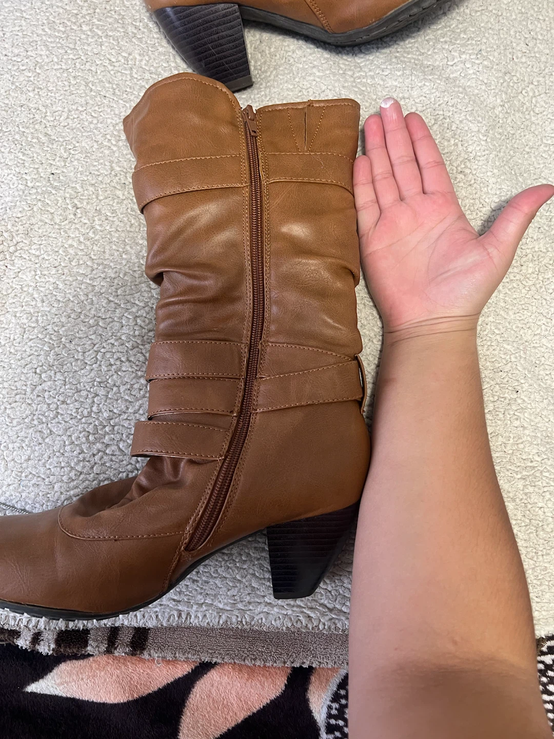 Brown Faux Leather Buckle Boots - photo 5