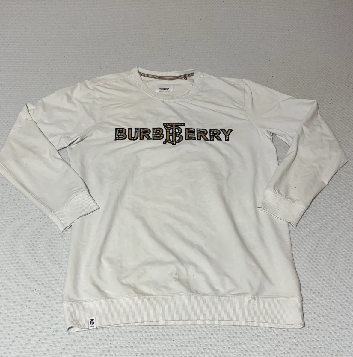 Burberry White Long Sleeve Crewneck Sweatshirt