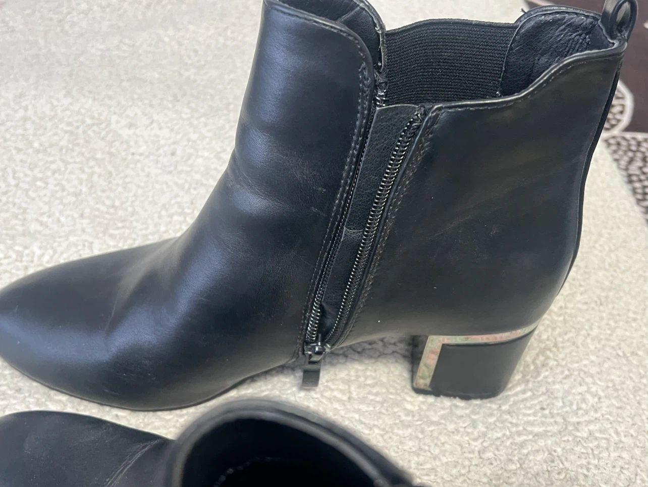 Black Ankle Boots with Silver Heel Detail - photo 4