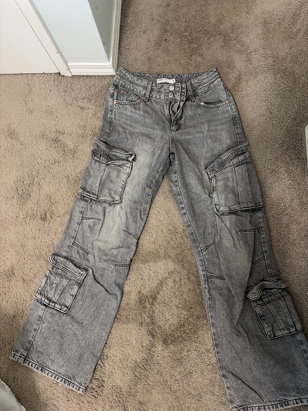 Women's Grey Cargo Jeans