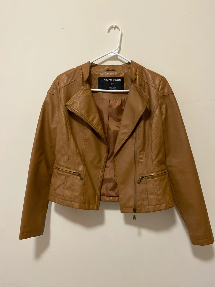 MOTO GEAR Faux Leather Jacket - Brown