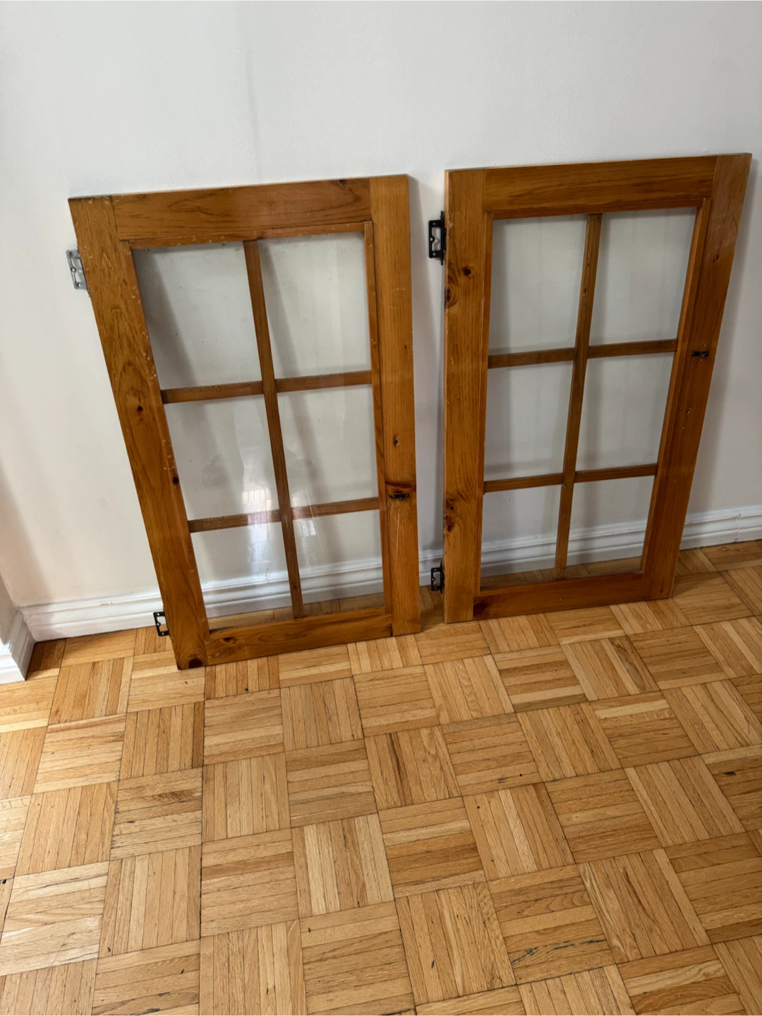 Antique Vintage 2 Windows Sashes 6 panel frame