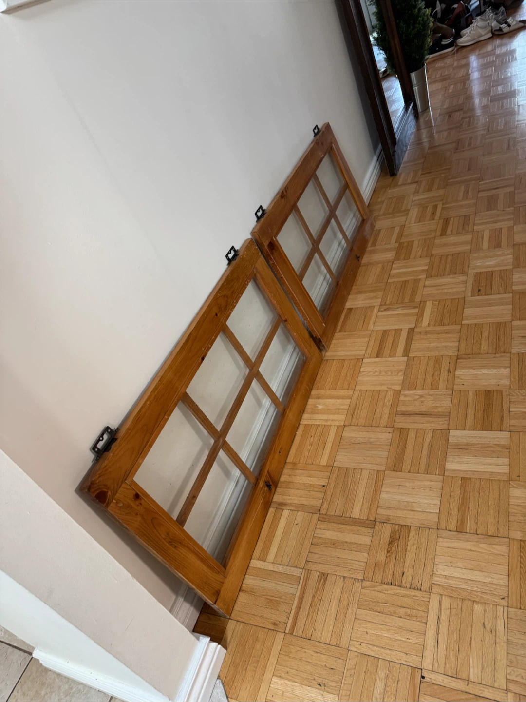 Antique Vintage 2 Windows Sashes 6 panel frame - photo 2