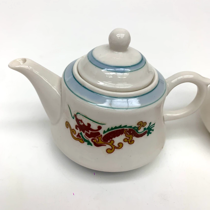 Dragon Teapot Creamer Set Asian Ceramic Mini Tea Collectible - photo 2