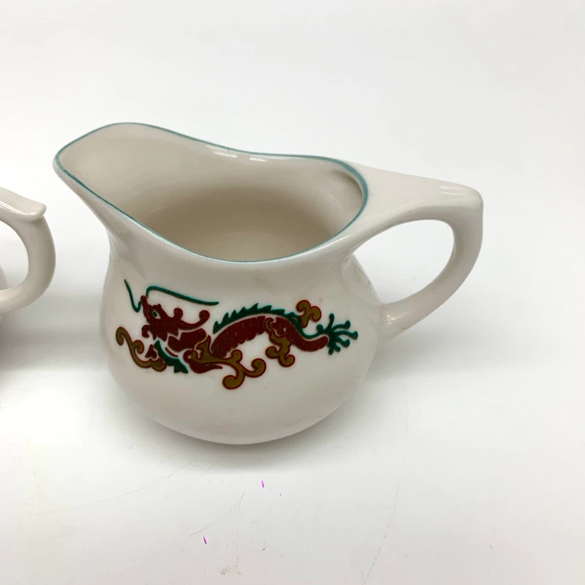 Dragon Teapot Creamer Set Asian Ceramic Mini Tea Collectible - photo 3