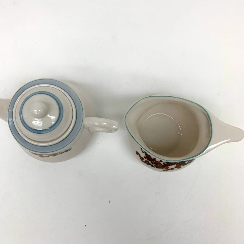 Dragon Teapot Creamer Set Asian Ceramic Mini Tea Collectible - photo 4