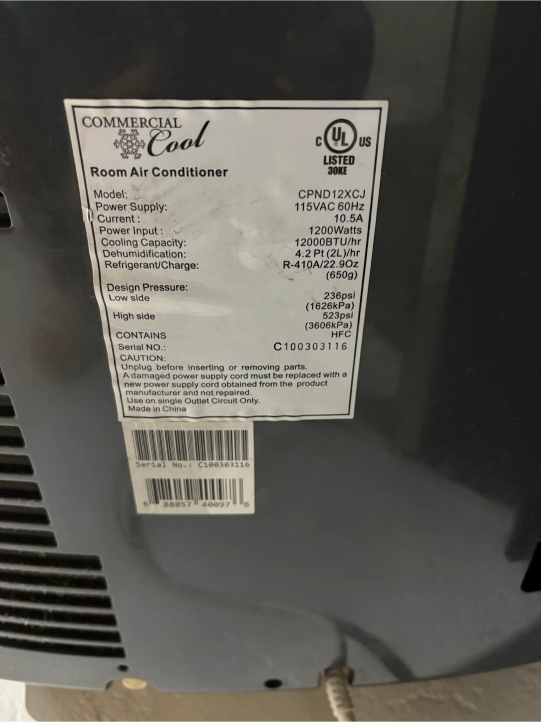 Portable air conditioner (dual duct) - photo 4