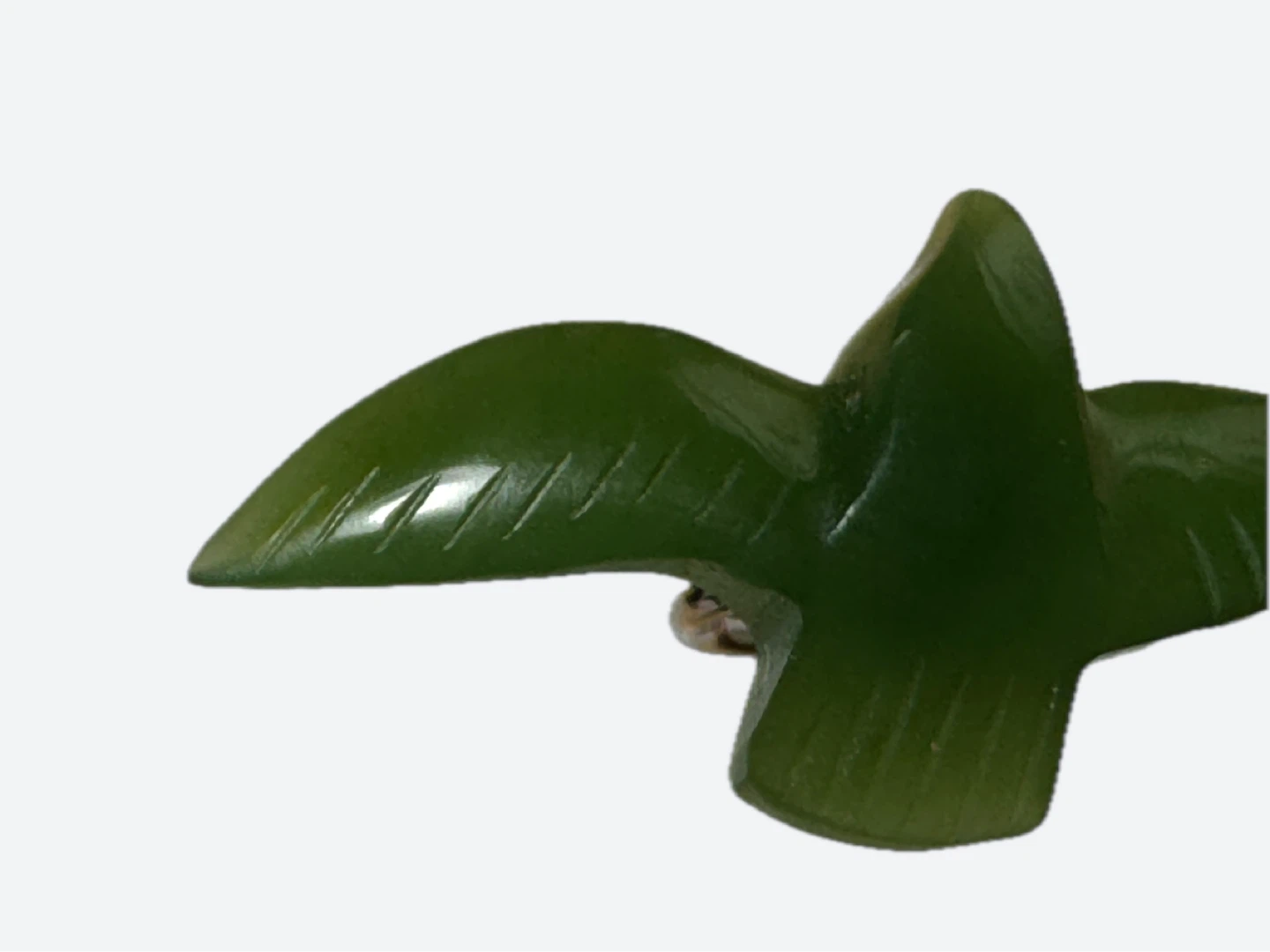 MCM Vintage Carved Jade Gemstone Bird shaped Lapel Pin - photo 5