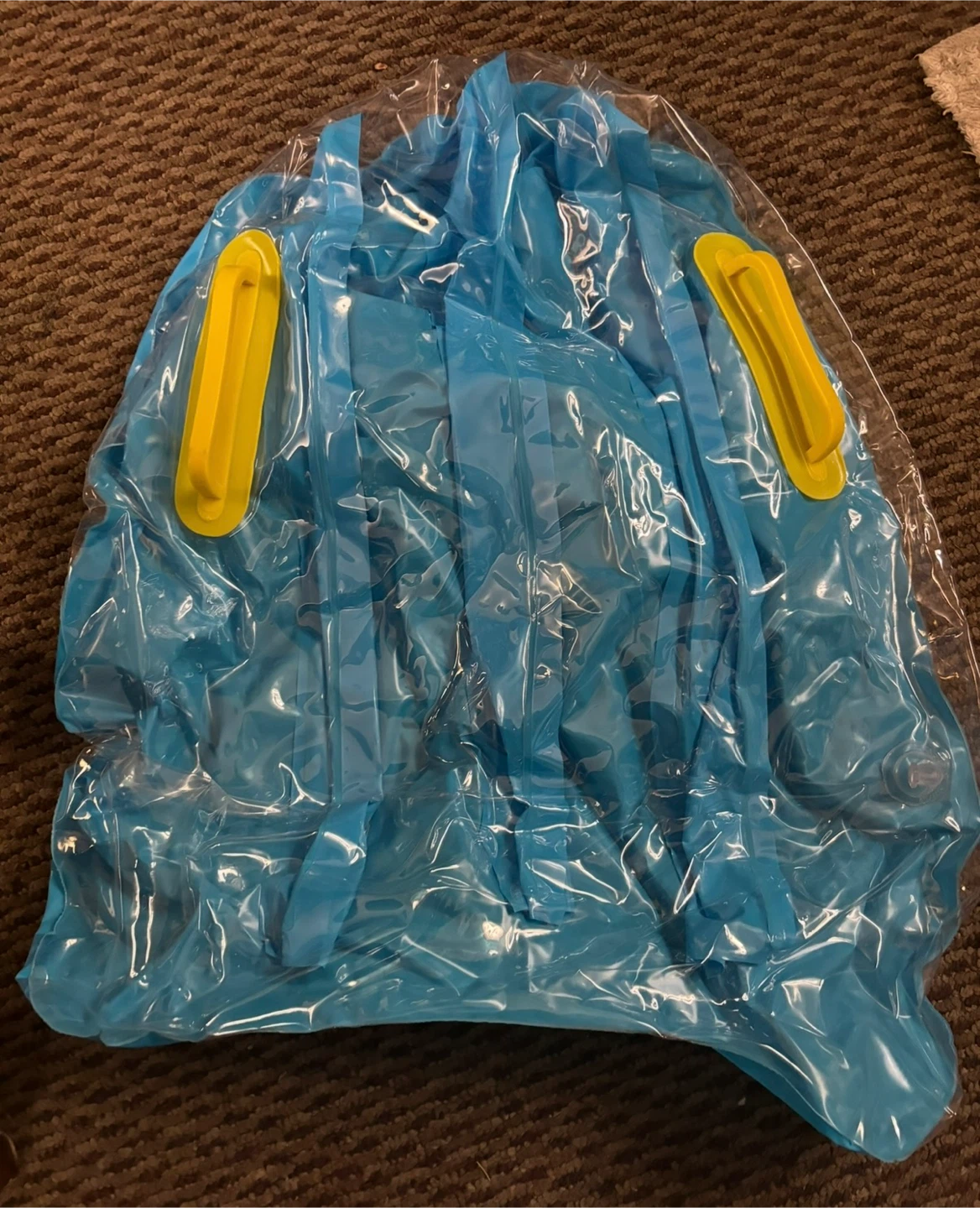 Blue Inflatable Pool Float with Yellow Handles