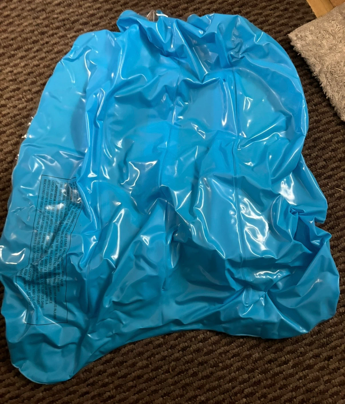 Blue Inflatable Pool Float with Yellow Handles - photo 2