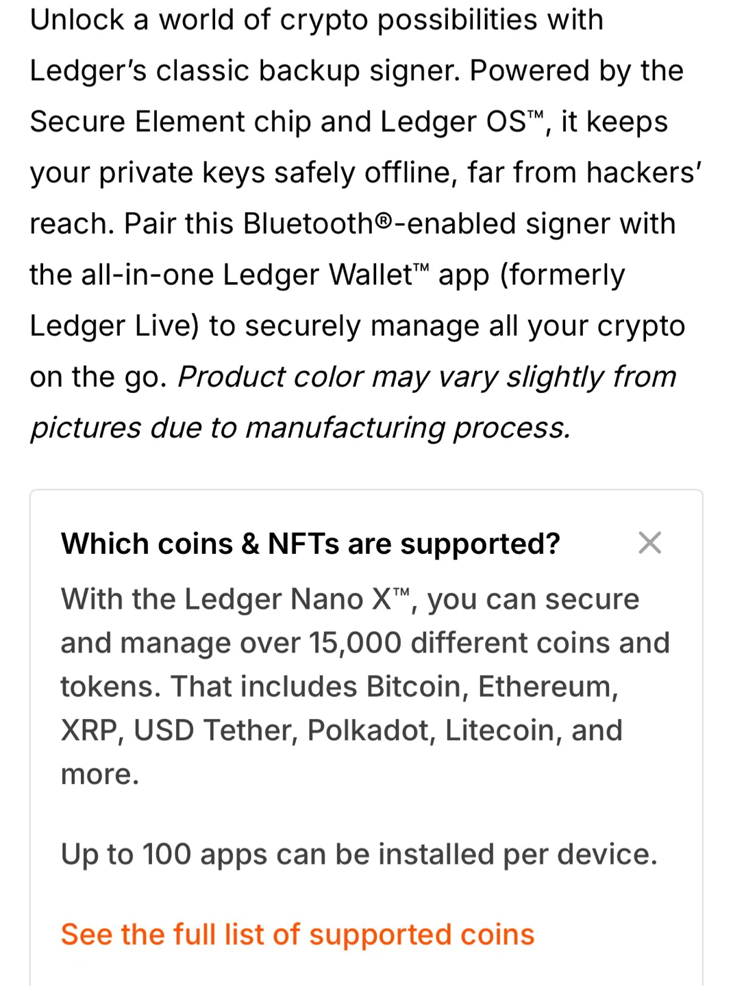 Ledger Nano X Bluetooth Bitcoin Crypto Hardware Wallet - photo 4