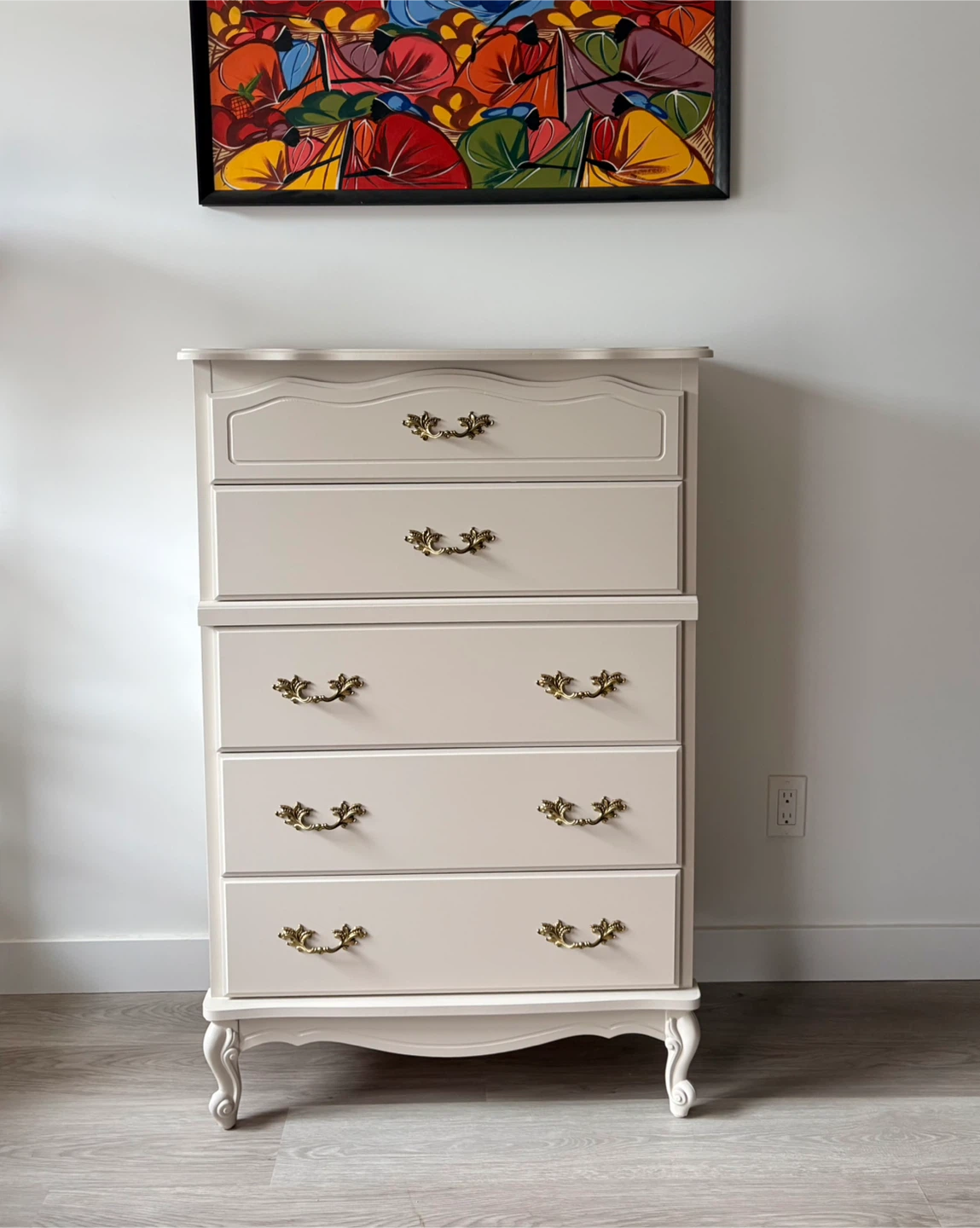 French Provincial tallboy dresser- 5 drawers