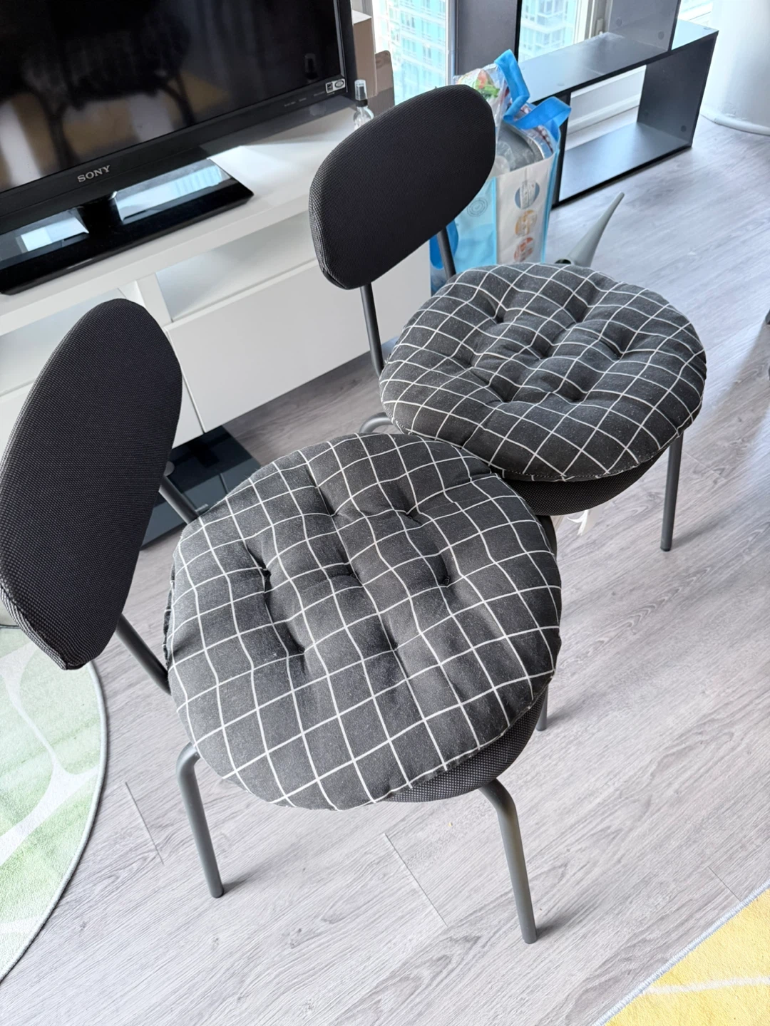 Set of 2 Square Grid Accent Cushions for Chairs