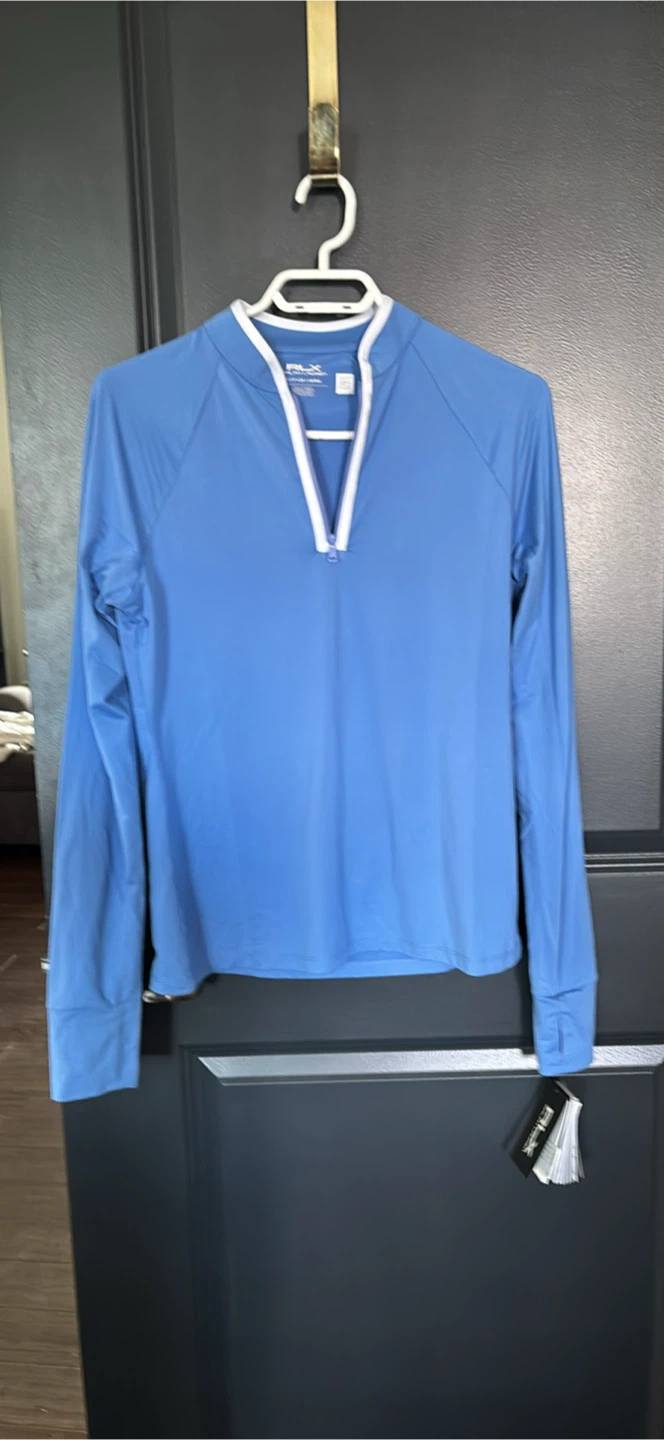 RLX Ralph Lauren Blue Long Sleeve 1/4 Zip Golf Shirt Size S