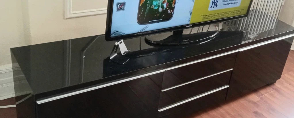 Black TV Stand with 3 Drawers - photo 2