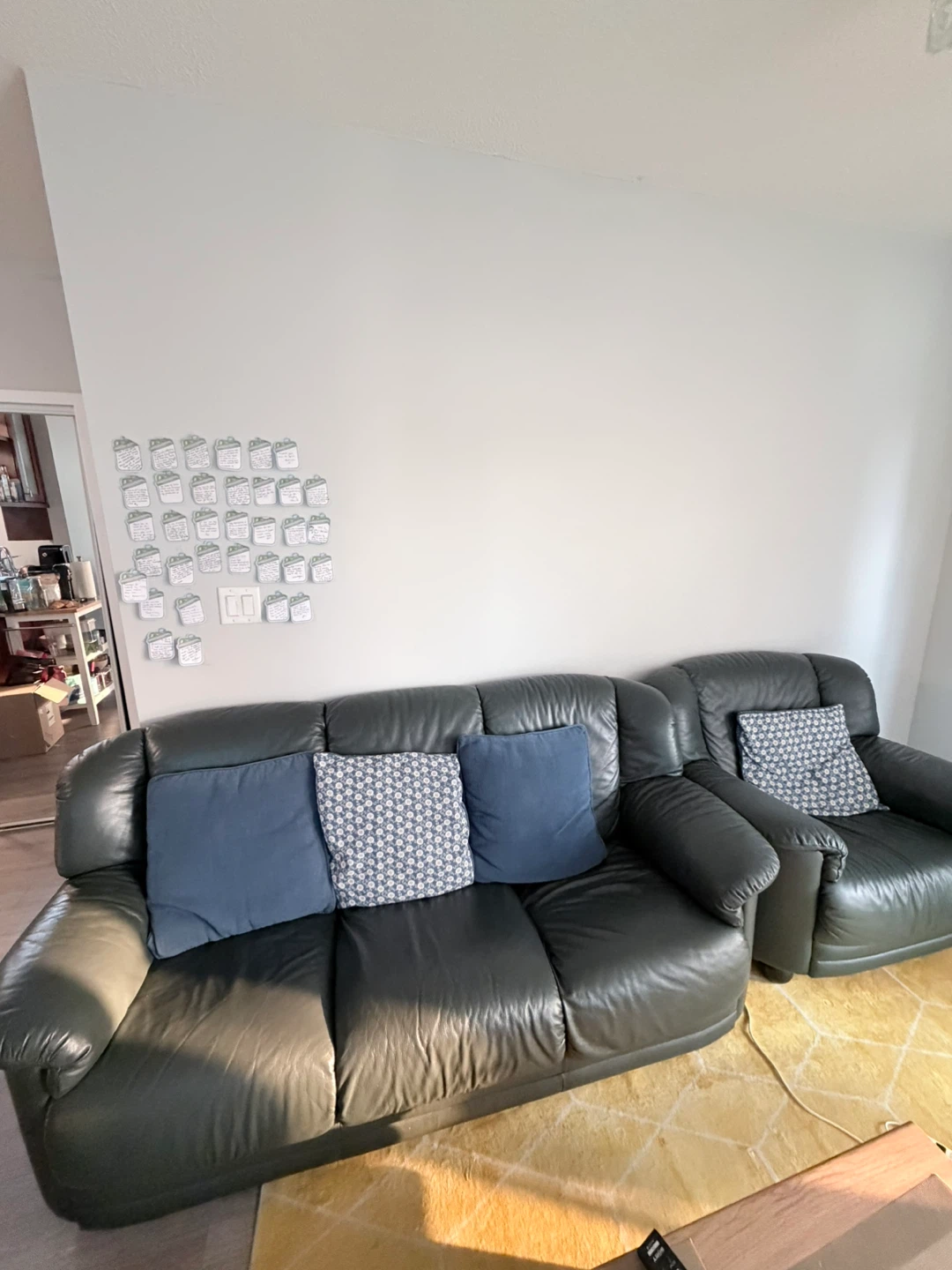 Dark green Leather Sofa and Loveseat Set
