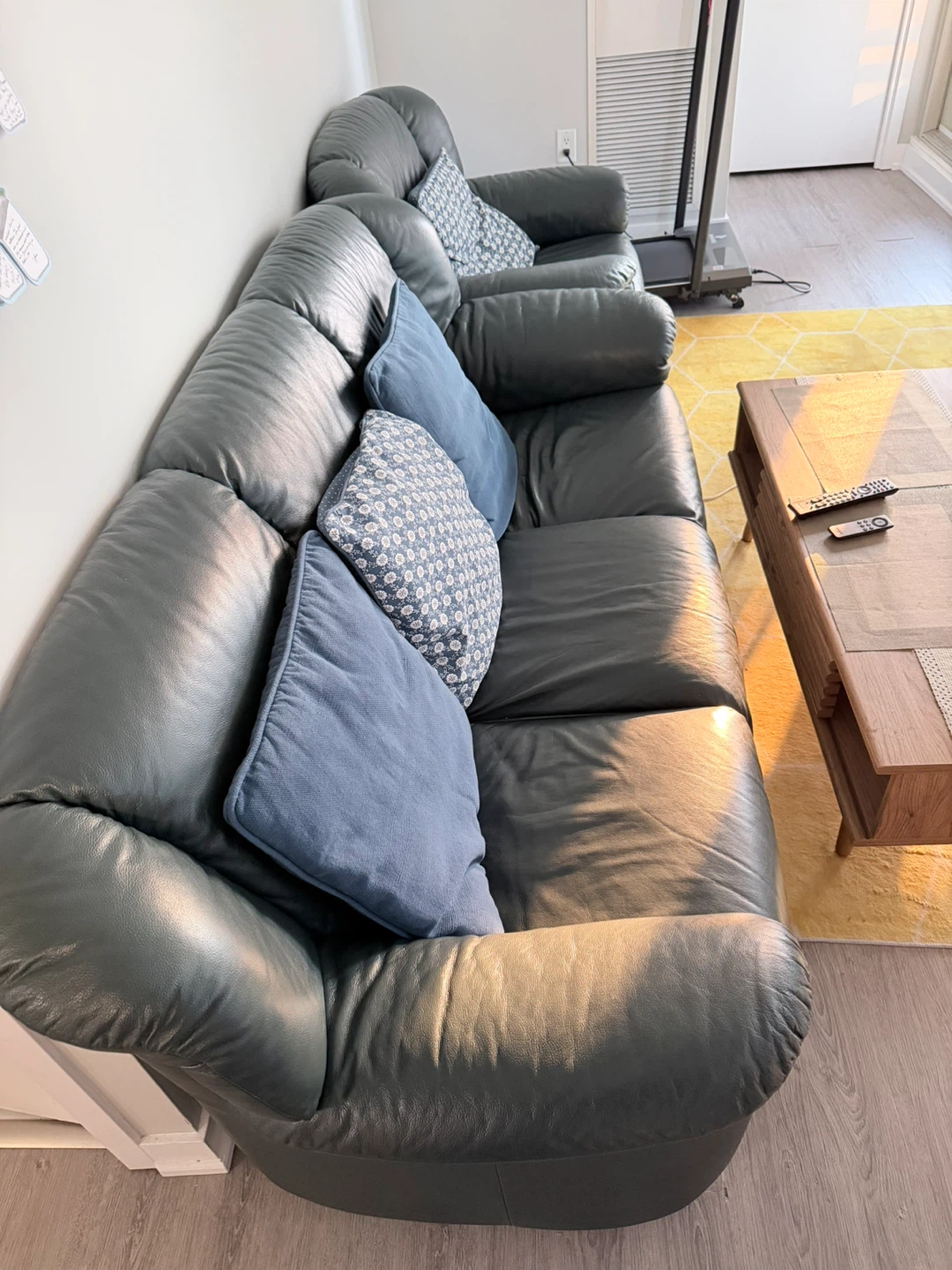 Dark green Leather Sofa and Loveseat Set - photo 2