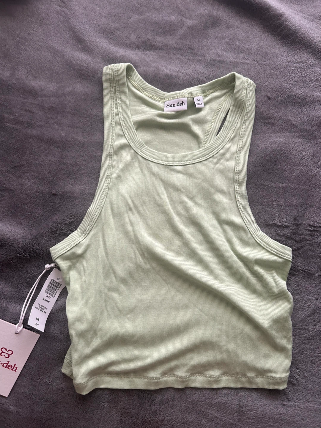 Sun-deh Ribbed Tank Top - Light Green