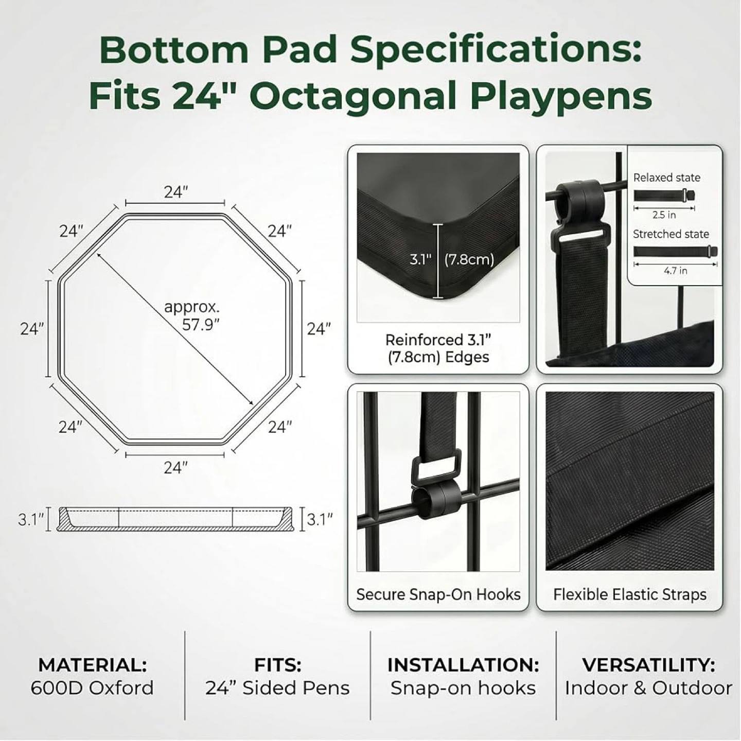 PJYuCien Puppy Playpen with Bottom Pad and Door, 8 Panels 30" H - photo 4