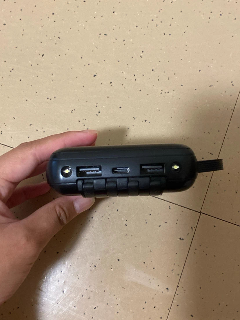 Black Portable Power Bank with Built-in Cables and Flashlight - photo 3